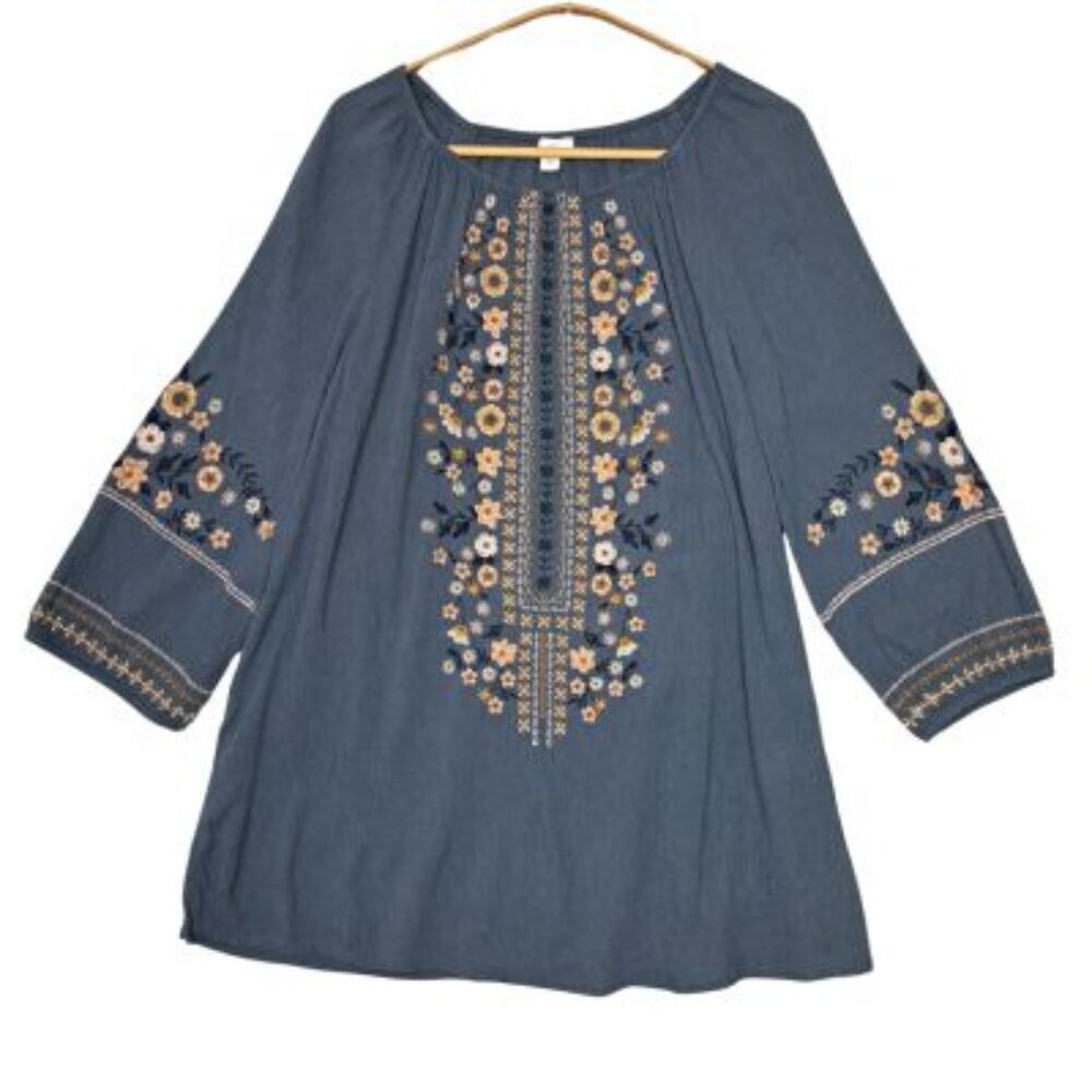 J. Jill Wildflower Embroidered 3/4 Sleeve Tunic Top - Picture 5 of 8